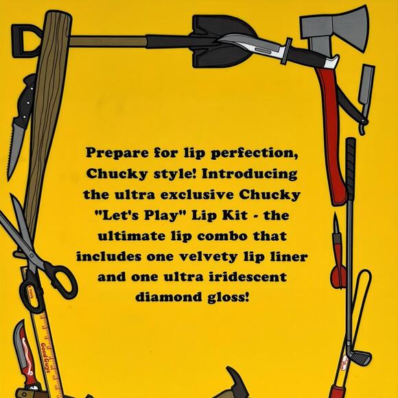 Glamlite x Chucky Horror Movie Lip Kit New in Box Limited Edition Gloss & Liner - Picture 3 of 10